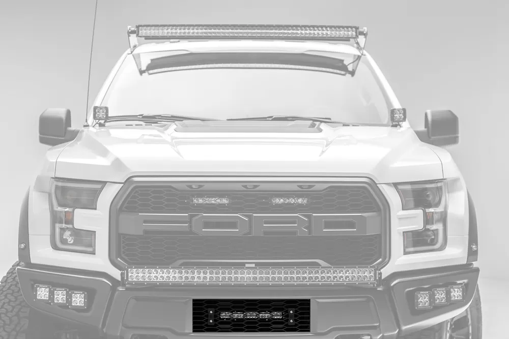 ZROADZ OEM Bumper Grille LED Kit (1) 10" LED Single Row Slim Light Bar Ford Raptor 2017-2022 - Z415661-KIT