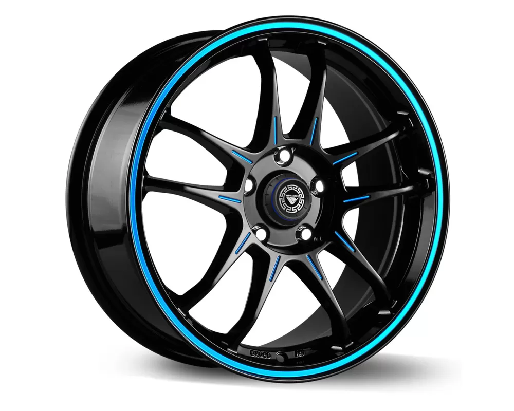 Velox Glide Black/Ball Cut w/Blue Accent Wheel 17x7.5 4x100 42 - VE504708