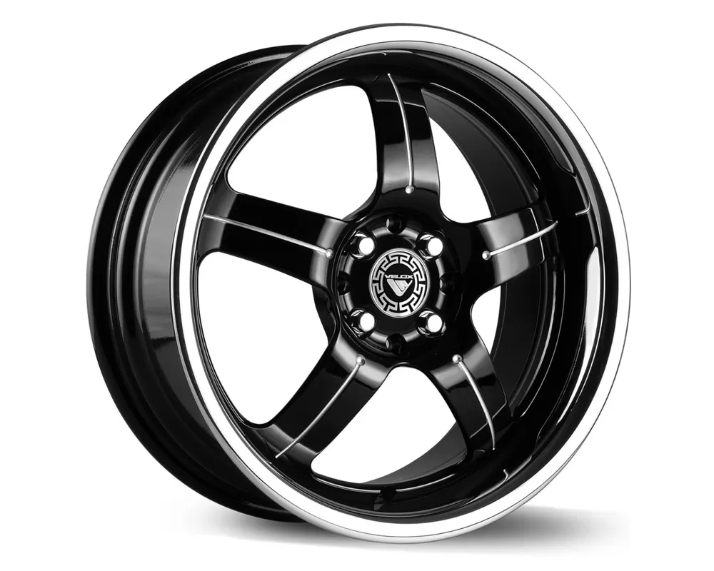 Velox Sidewinder Gloss Black Machined Lip Wheel 17x7.5 5x112 42 - VE504904