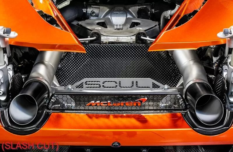 Soul Performance 3.5 Inch Competition Exhaust Package Slash Cut Black Ceramic Tips Non-OEM McLaren 720S 2017-2021 - MCL.720.COPKG.SLTB