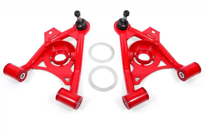BMR Suspension Spring Pocket Non-adjustable A-arms Lower Polyurethane Bushings Tall Ball Joint Red Ford Mustang 1979-1993 - AA037R