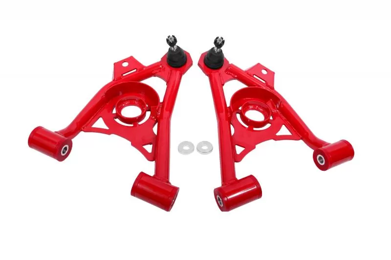 BMR Suspension Spring Pocket A-arms Lower Non-adjustable Poly Std Ball Joint Red New Edge | SN95 Ford Mustang 1994-2004 - AA040R