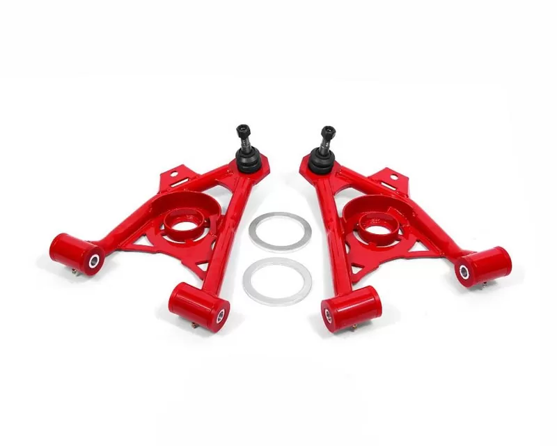 BMR Suspension Spring Pocket A-arms Lower Non-adjustable Poly Tall Ball Joint Red New Edge | SN95 Ford Mustang 1994-2004 - AA043R