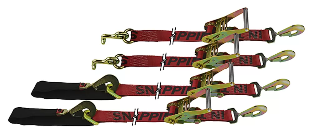 Ford T-Hook Axle Loop Kit Incl 2 Of Each 9 Foot Ratchet Straps W/T Frame Hook And W/Built In Axle Loop Snappin Turtle - V8140