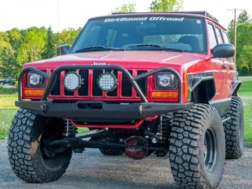 DirtBound Offroad Winch Bumper Front Manta Ray Series Bare Steel W/ Grille Guard Jeep Cherokee XJ 1986-2001 - 2285