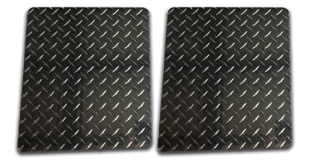 Owens Products 10 x 16 Bright Rectangular Diamond Tread Aluminum Classic Mud flaps Universal Fit - 861016D