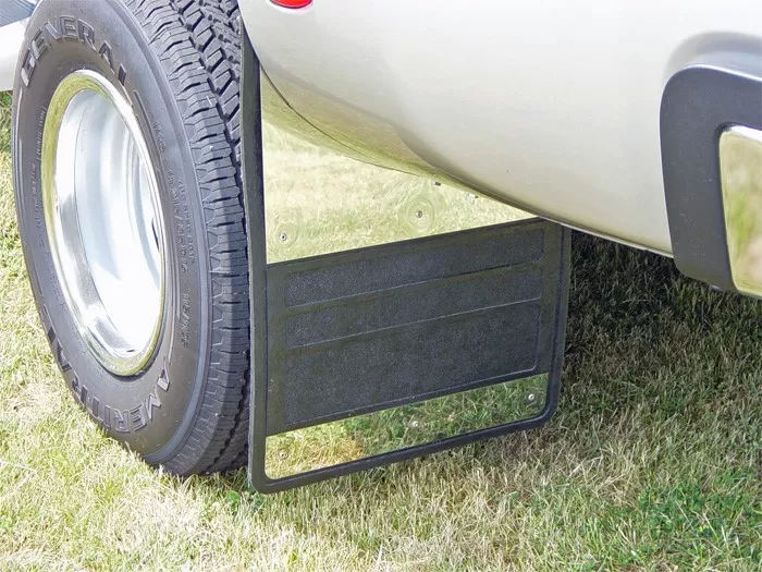 Owens Products 19 x 24 Stainless Steel Inserts Classic Dually Rubber Mud flaps Chevrolet | GMC C/K 3500 1988-2000 - 86RF101S