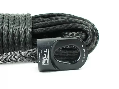 1/4 Inch x 50 ft. Black Winch Rope & Black Safety Thimble TRE-Tactical Recovery Equipment - TRE-WR-14BK50