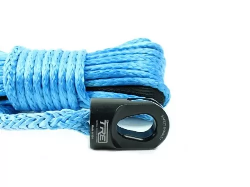 1/4 Inch x 50 ft. Blue Winch Rope & Black Safety Thimble TRE-Tactical Recovery Equipment - TRE-WR-14BL50