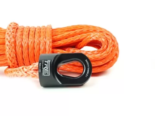 1/4 Inch x 50 ft. Orange Winch Rope & Black Safety Thimble TRE-Tactical Recovery Equipment - TRE-WR-14OR50