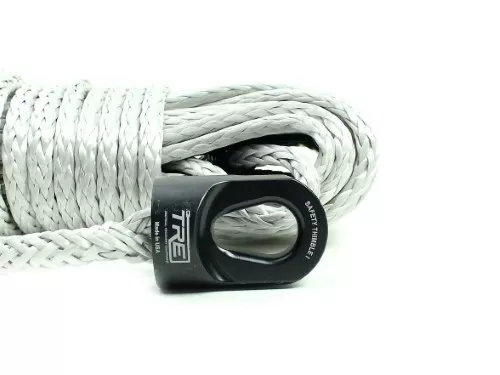 1/4 Inch x 50 ft. Silver Winch Rope & Black Safety Thimble TRE-Tactical Recovery Equipment - TRE-WR-14SV50