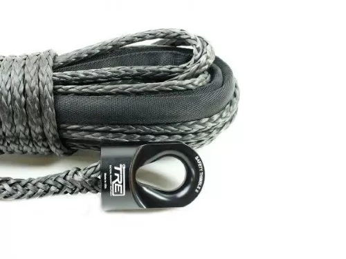 3/8 Inch Black Winch Rope and Safety Thimble 100 Foot Roll TRE-Tactical Recovery Equipment - TRE-WR-38BK100