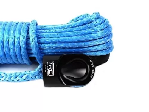 3/8 Inch Blue Winch Rope and Safety Thimble 85 Foot Roll TRE-Tactical Recovery Equipment - TRE-WR-38BL85