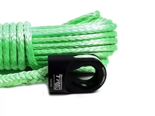 3/8 Inch Lime Green Winch Rope and Safety Thimble 100 Foot Roll TRE-Tactical Recovery Equipment - TRE-WR-38LG100