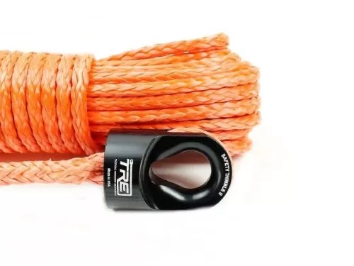 3/8 Inch Orange Winch Rope and Safety Thimble 85 Foot Roll TRE-Tactical Recovery Equipment - TRE-WR-38OR85