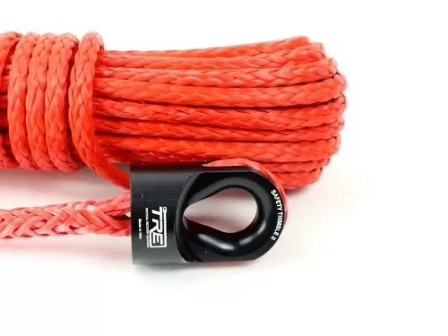 3/8 Inch Red Winch Rope and Safety Thimble 100 Foot Roll TRE-Tactical Recovery Equipment - TRE-WR-38RD100