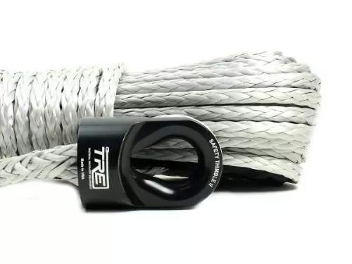 3/8 Inch Silver Winch Rope and Safety Thimble 85 Foot Roll TRE-Tactical Recovery Equipment - TRE-WR-38SV85