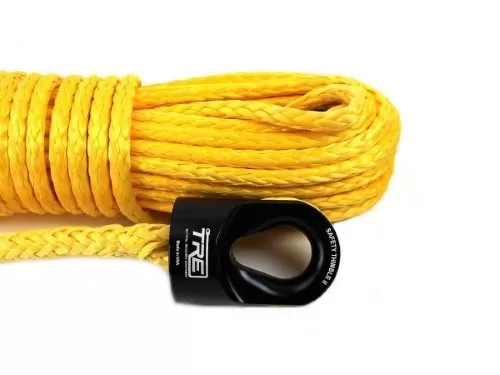 3/8 Inch Yellow Winch Rope and Safety Thimble 100 Foot Roll TRE-Tactical Recovery Equipment - TRE-WR-38YL100
