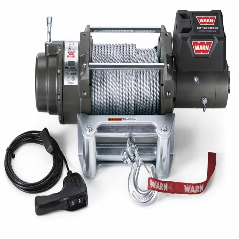 Warn 12 Volt Elect 12000 LB Cap 125 Ft Rope Roller Fairlead Wired Remote - 17801