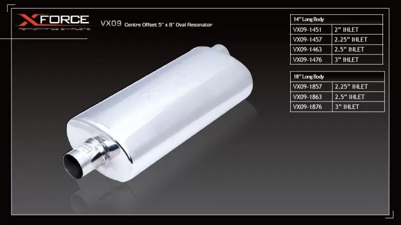 XForce Oval Resonator 5x8x18", 2.5" Inlet - VX09-1863