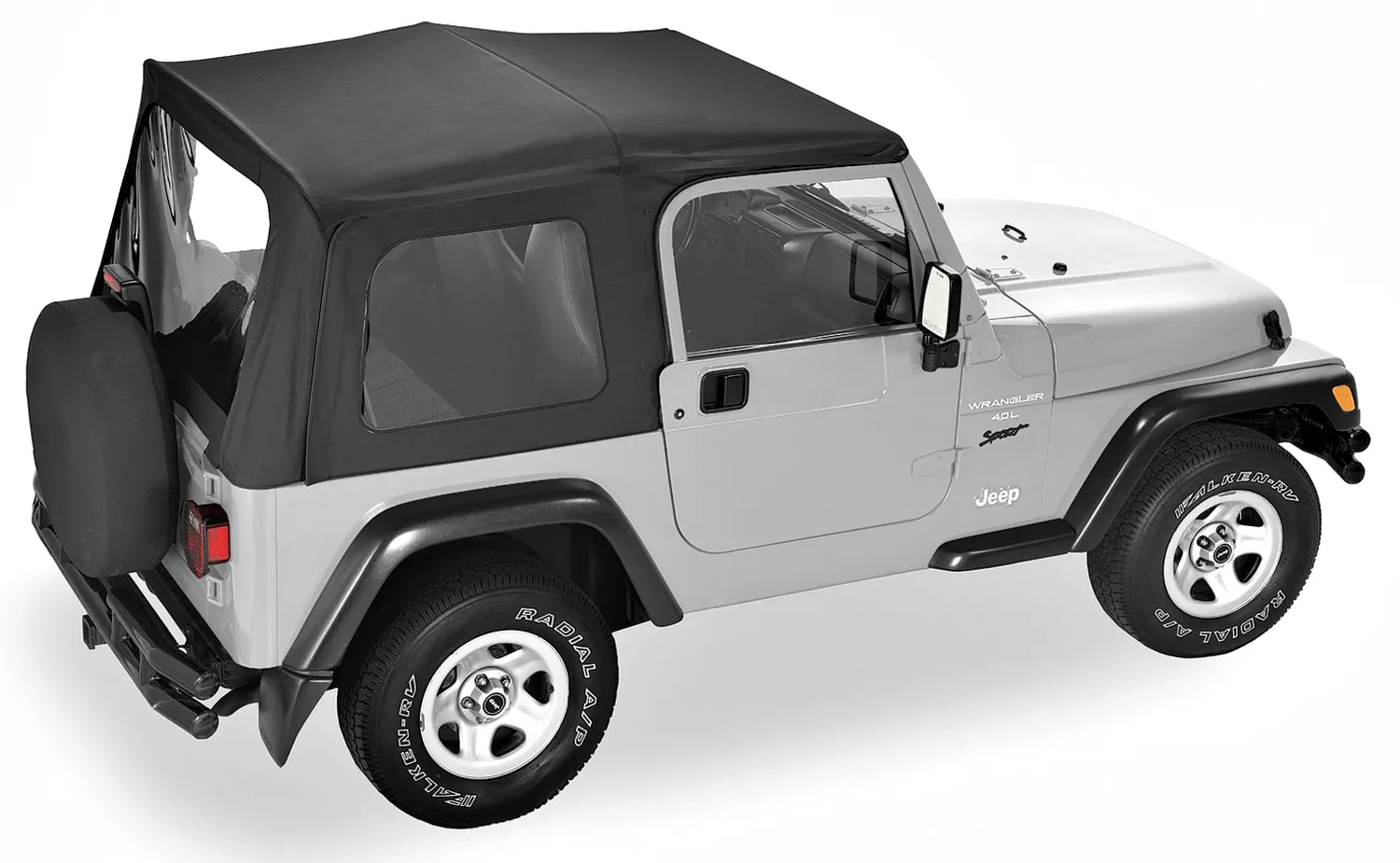 Pavement Ends By Bestop Black Denim Replay OEM Replacement Soft Top Clear Windows Jeep Wrangler 1988-1995 - 51130-15