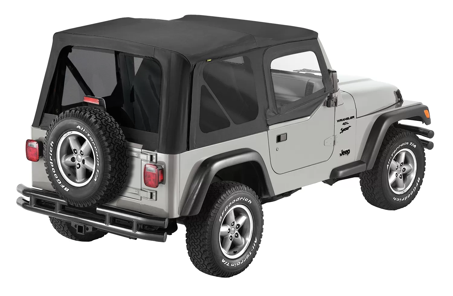 Pavement Ends By Bestop Black Diamond Replay OEM Replacement Soft Top Tinted Windows w/ Upper Door Skins Jeep Wrangler 1997-2006 - 51197-35
