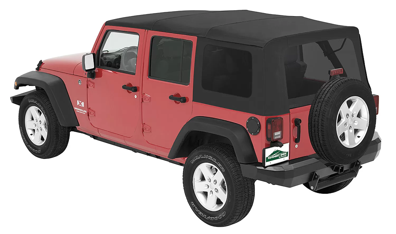 Pavement Ends By Bestop Black Diamond Replay OEM Replacement Soft Top Tinted Windows Jeep Wrangler 4-Door 2007-2009 - 51201-35