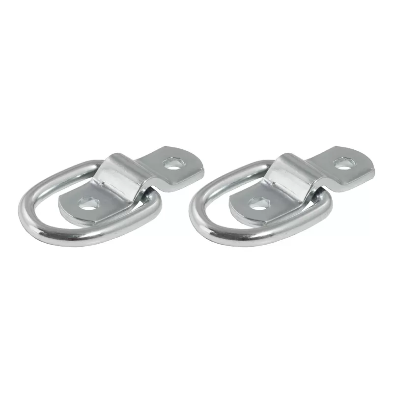 Curt 1" x 1-1/4" Surface-Mounted Tie-Down D-Rings (1,200 lbs., Clear Zinc, 2-Pack) - 83731