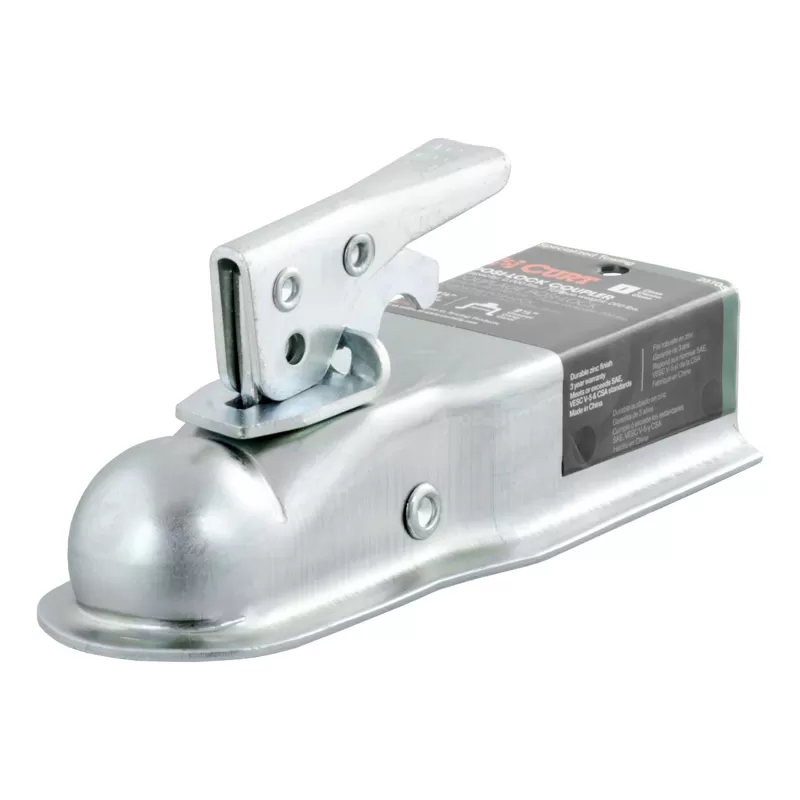 Curt 1-7/8" Straight-Tongue Coupler with Posi-Lock (2-1/2" Channel, 2,000 lbs., Zinc) - 25105