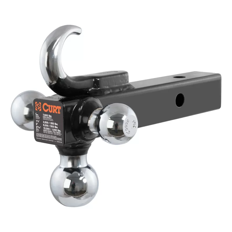 Curt Multi-Ball Mount with Hook (2" Solid Shank, 1-7/8", 2" & 2-5/16" Chrome Balls) - 45675