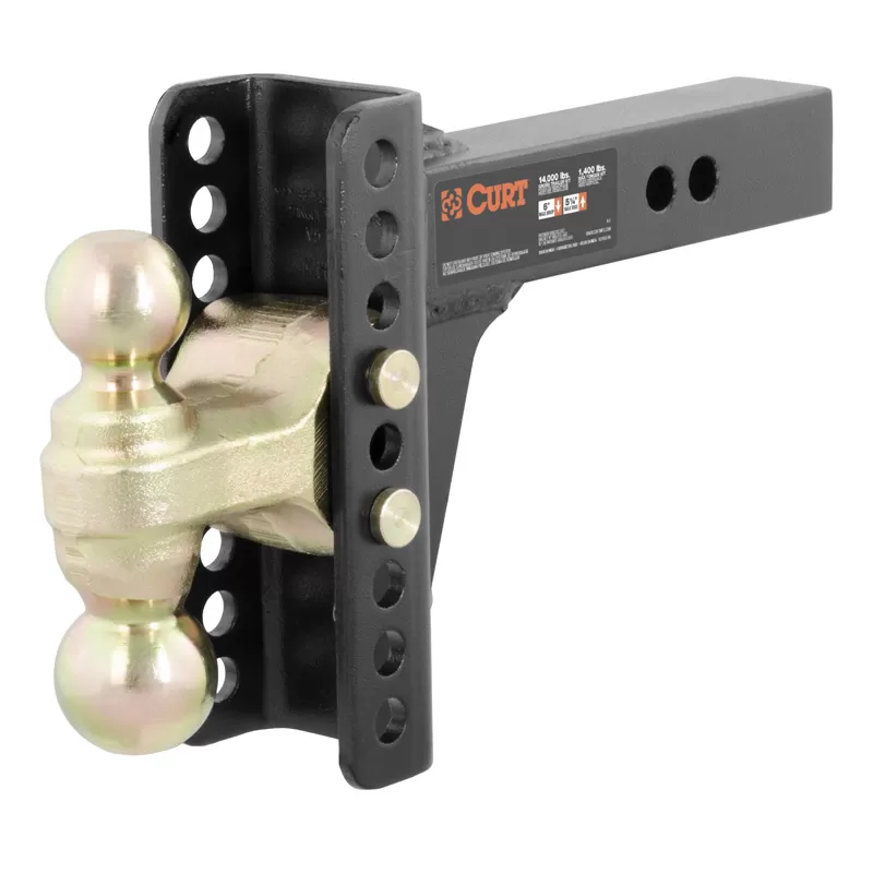 Curt Adjustable Channel Mount with Dual Ball (2" Shank, 14,000 lbs., 6" Drop) - 45900