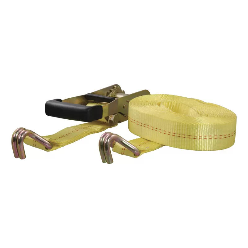 Curt 27' Yellow Cargo Strap with J-Hooks (3,333 lbs.) - 83047