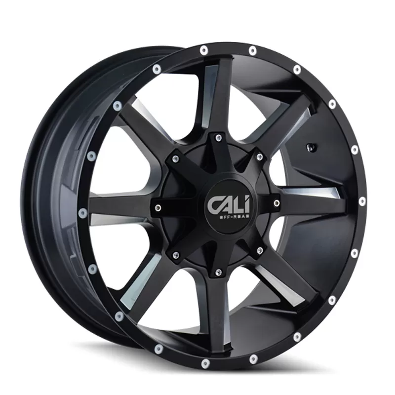 Cali Off-Road Busted 9100 Satin Black | Milled Spokes 20x9 8x180 18mm 124.1mm Wheel - 9100-2978M18