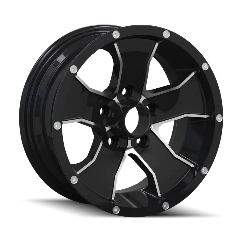 ION Trailer Wheels 14 Gloss Black Machined 15X6 5X114.3 0MM 83.82MM Wheel - 14-5665B