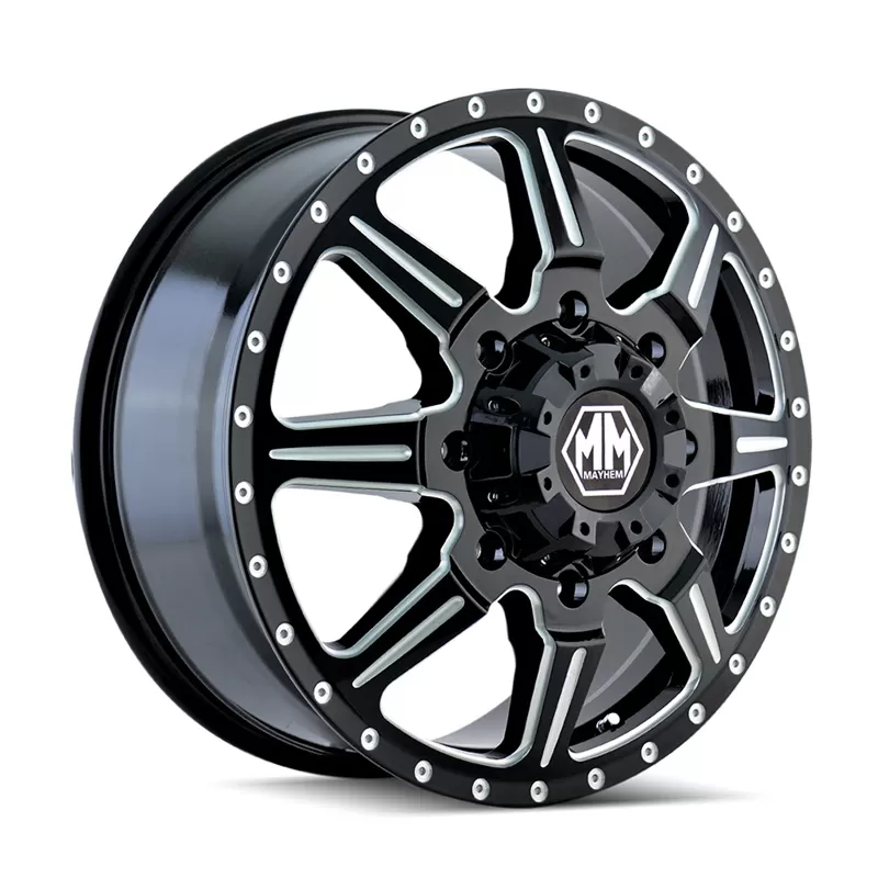 Mayhem Monstir 8101 Front Gloss Black Milled 22X8.25 8X210 127MM 154.2MM Wheel - 8101-22879MF