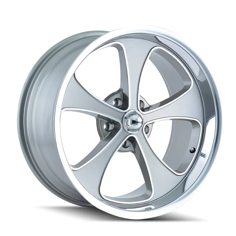 Ridler Wheels Aluminum 645 20x8.5 Grey Machined Face-Polished Lip 5x120.65 Bolt Pattern - 645-2861GP