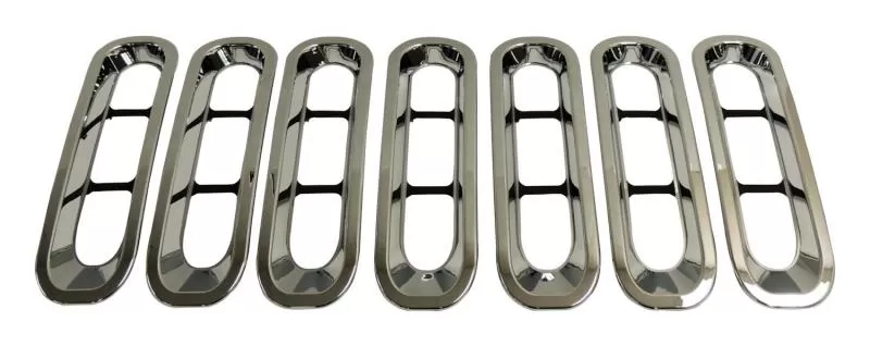 RT Offroad 7-Piece Chrome Plastic Grille Inserts for Jeep JK Wrangler; Snap-In Pieces Jeep Wrangler 2007-2018 - RT26055