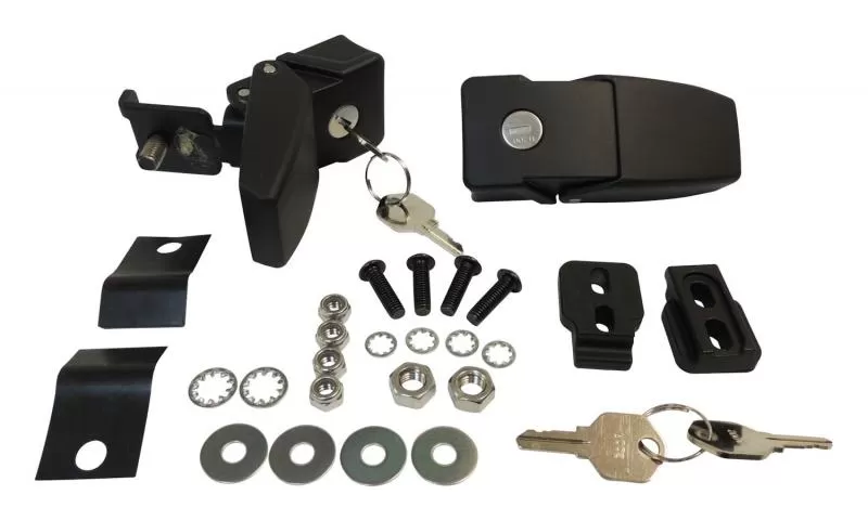 RT Offroad Black Steel Locking Hood Catch Kit for 2007-2018 Jeep JK Wrangler; Set of 2 Jeep Wrangler 2007-2018 - RT26057