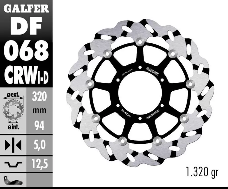 Galfer Superbike Wave Rotor - Right Side Directional - DF068CRWD