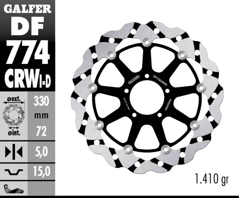 Galfer Superbike Wave Rotor with Traction Control - Right Side Directional - DF774CRW2