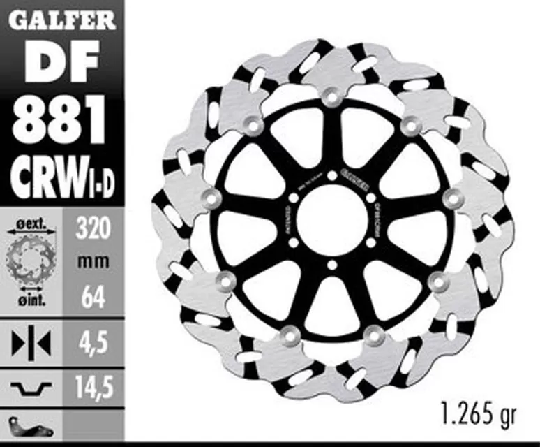 Galfer Front Brake Disc DUCATI 998 R - DF881CRWI