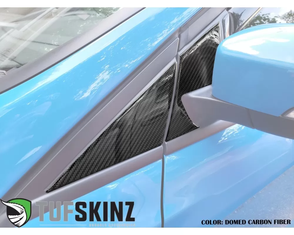 Tufskinz A-Door Pillar Overlay Fits 2015-2018 Ford Focus RS St 5 Piece Kit In Domed Carbon Fiber - FOC004-DCF-G