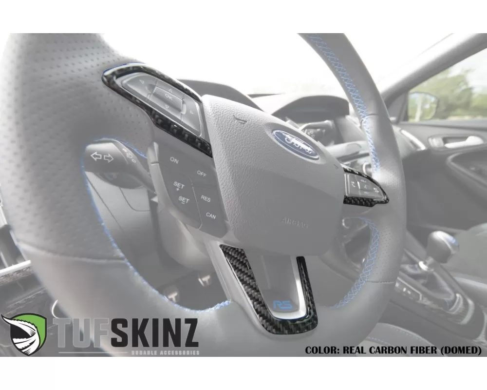 Tufskinz Steering Wheel Trim Fits 2015-2018 Ford Focus RS St 3 Piece Kit In Domed Carbon Fiber - FOC016-DCF-G