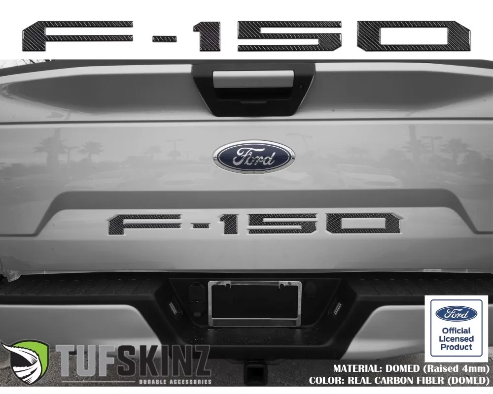 Tufskinz "F-150" Tailgate Letter Inserts Fits 2018-2020 Ford F-150 5 Piece Kit In Domed Carbon Fiber - FRD002-DCF-G
