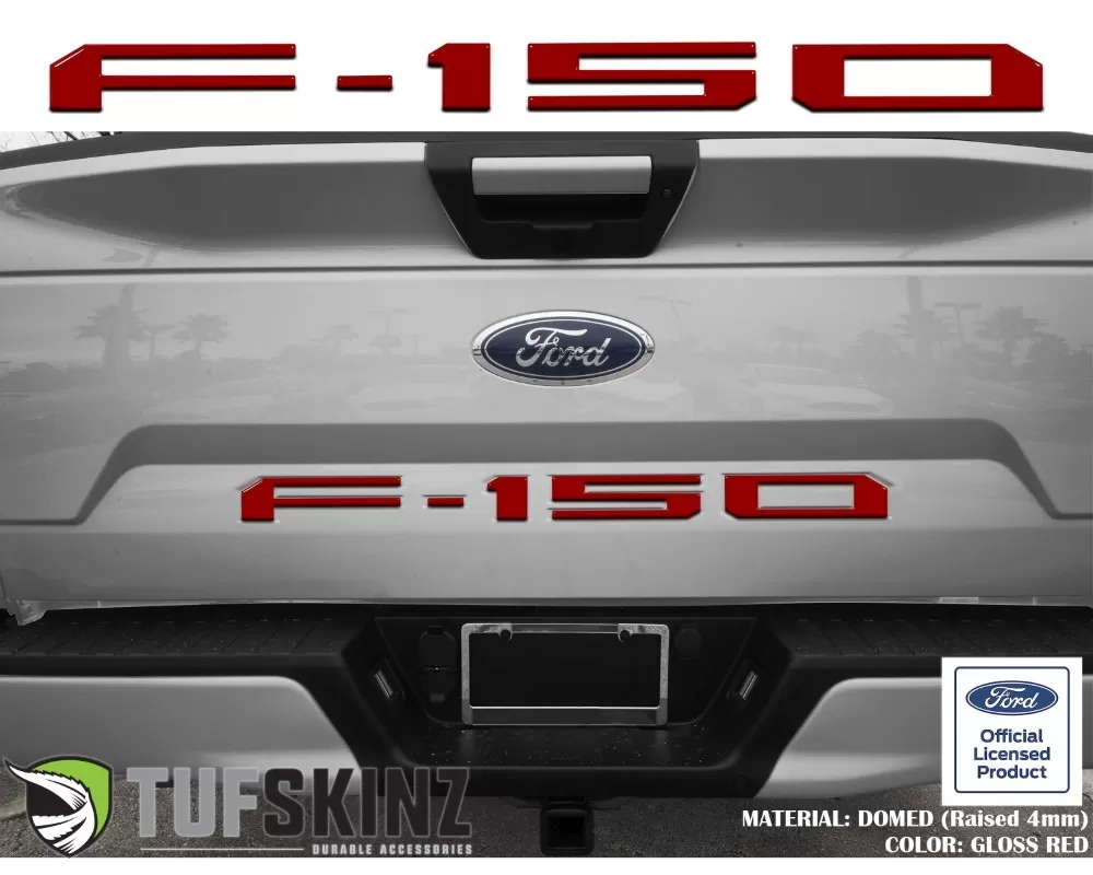 Tufskinz "F-150" Tailgate Letter Inserts Fits 2018-2020 Ford F-150 5 Piece Kit In Gloss Red - FRD002-RED-G