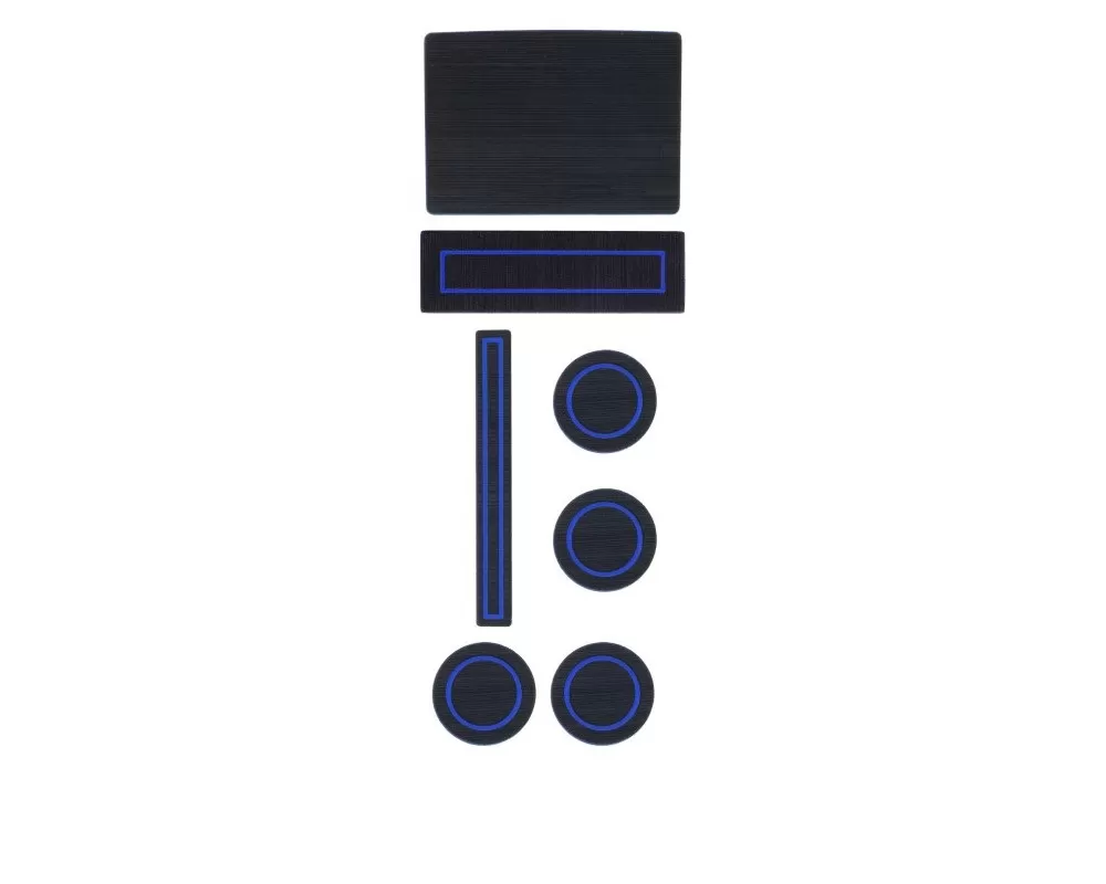 Tufskinz Interior Cup Holder Inserts Fits 2015-2016 F-150 W/Center Dash Speaker In Black/Blue - FRD016-FBL-X