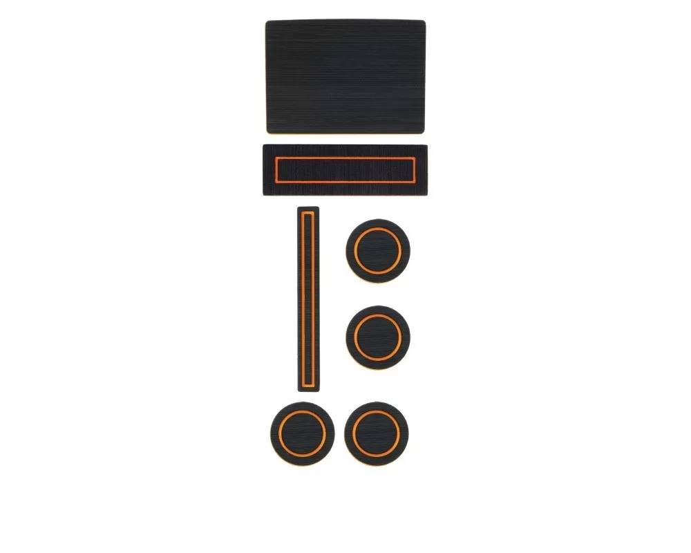 Tufskinz Interior Cup Holder Inserts Fits 2015-2016 F-150 W/Center Dash Speaker In Black/Orange - FRD016-FOG-X