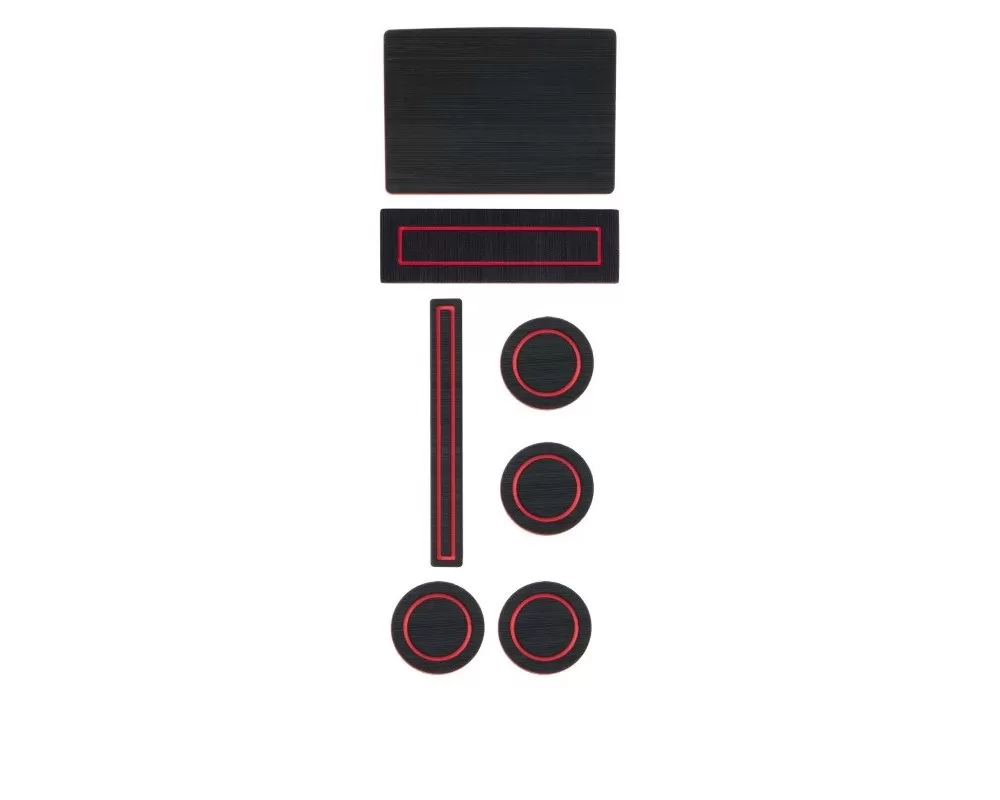 Tufskinz Interior Cup Holder Inserts Fits 2015-2016 F-150 W/Center Dash Speaker In Black/Red - FRD016-FRD-X