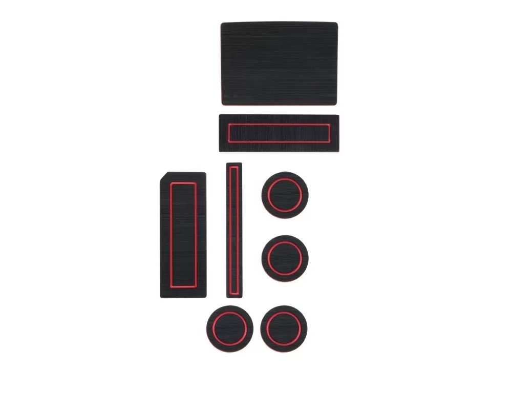 Tufskinz Interior Cup Holder Inserts Fits 2015-2016 F-150 Column Shifter W/Center Speaker 8 Piece Kit In Black/Red - FRD018-FRD-X