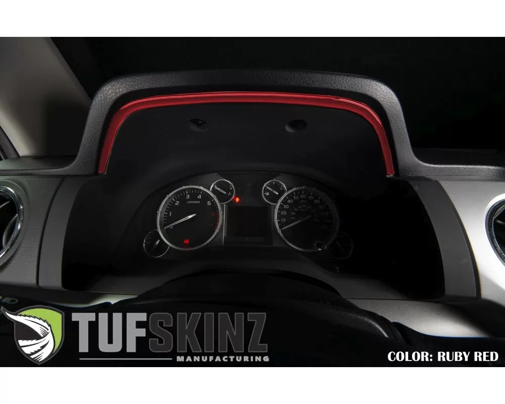 Tufskinz Dashboard Accent Trim Fits 2014-2020 Toyota Tundra 1 Piece Kit In Ruby Red (Similar To Barcelona Red) - TUN033-SNR-G
